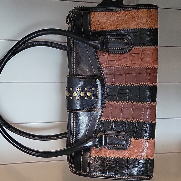 Genuine Leather Western Handbag Purse Animal Print Skin In Nice Condition - Picture 5 of 10